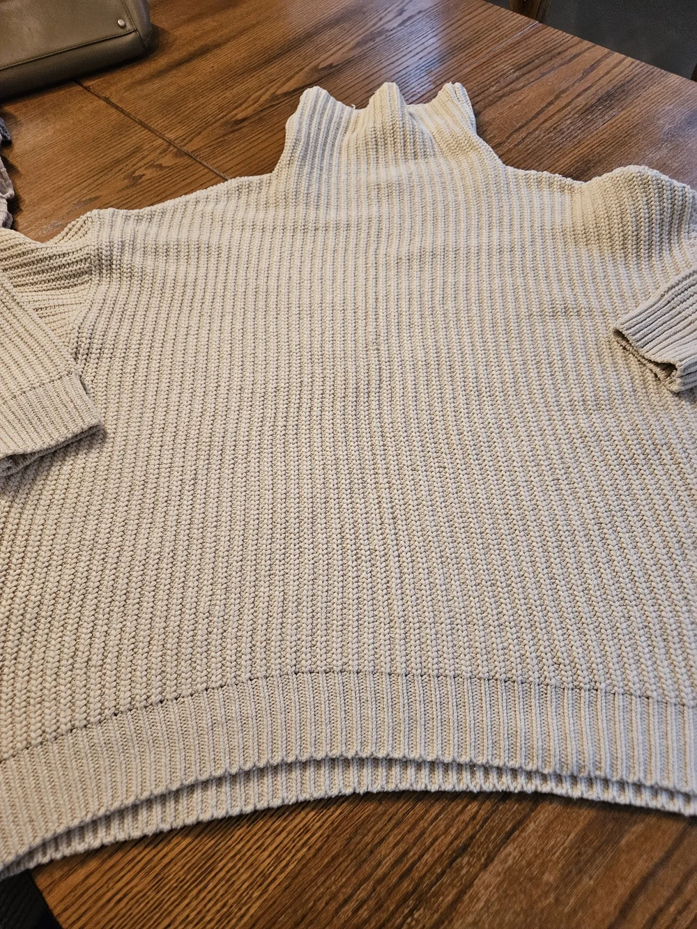 Free People Overaized Cream Ribbed Mock Neck Sweater